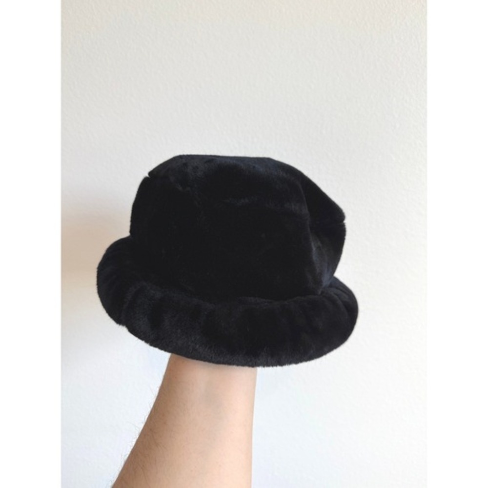 Vtg Betmar Black Faux Fur Bucket Hat Mob Wife Aesthetic Quiet Luxury Retro